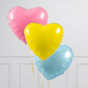 Pastel Rainbow Hearts Inflated Foil Balloon Bunch