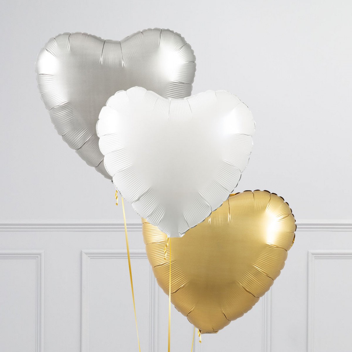 Stylish Metallic Hearts Inflated Foil Balloon Bunch