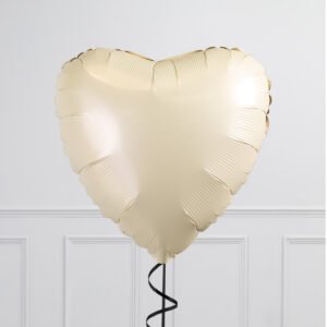 Black Bow Ivory Hearts Inflated Foil Balloon Bunch