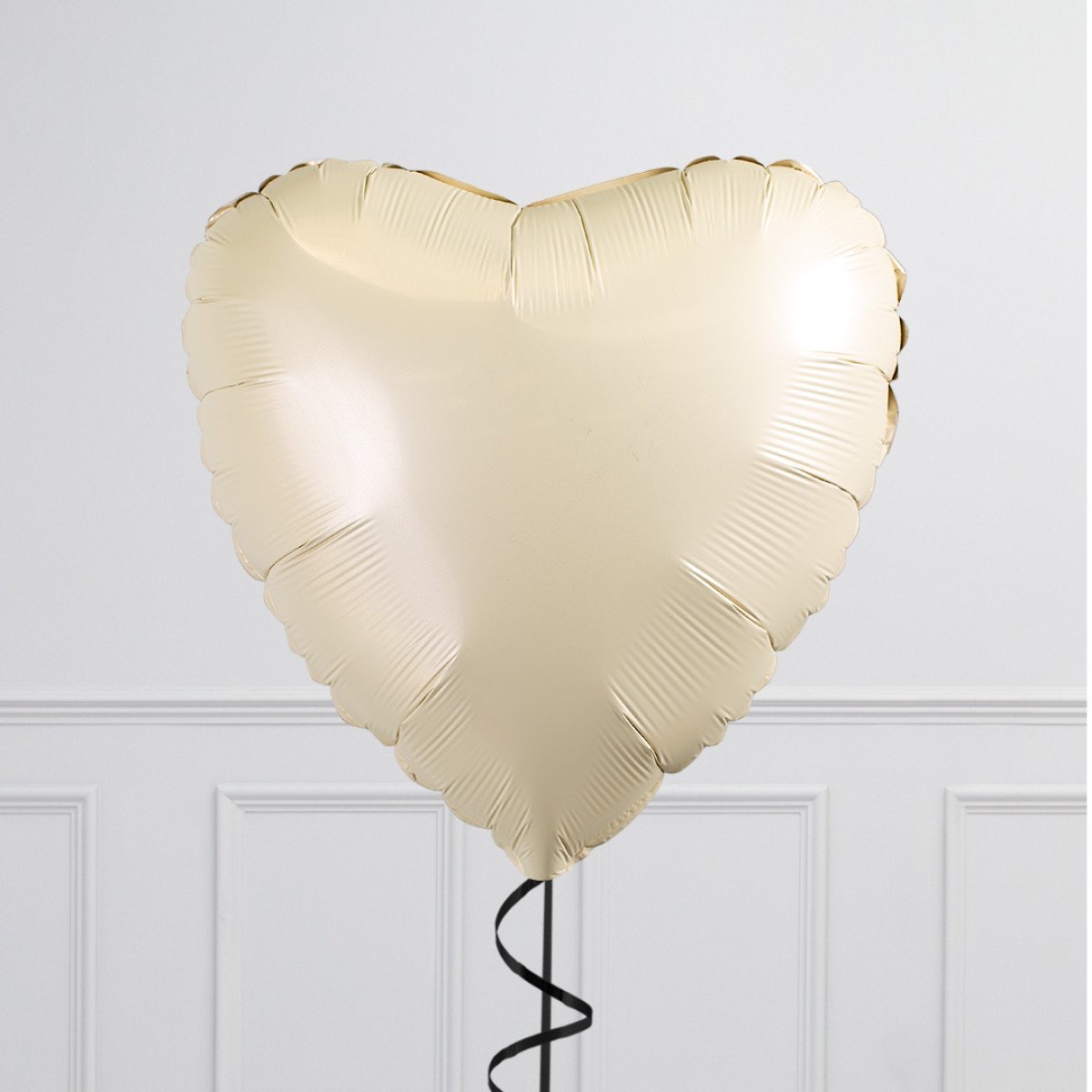 Black Bow Ivory Hearts Inflated Foil Balloon Bunch