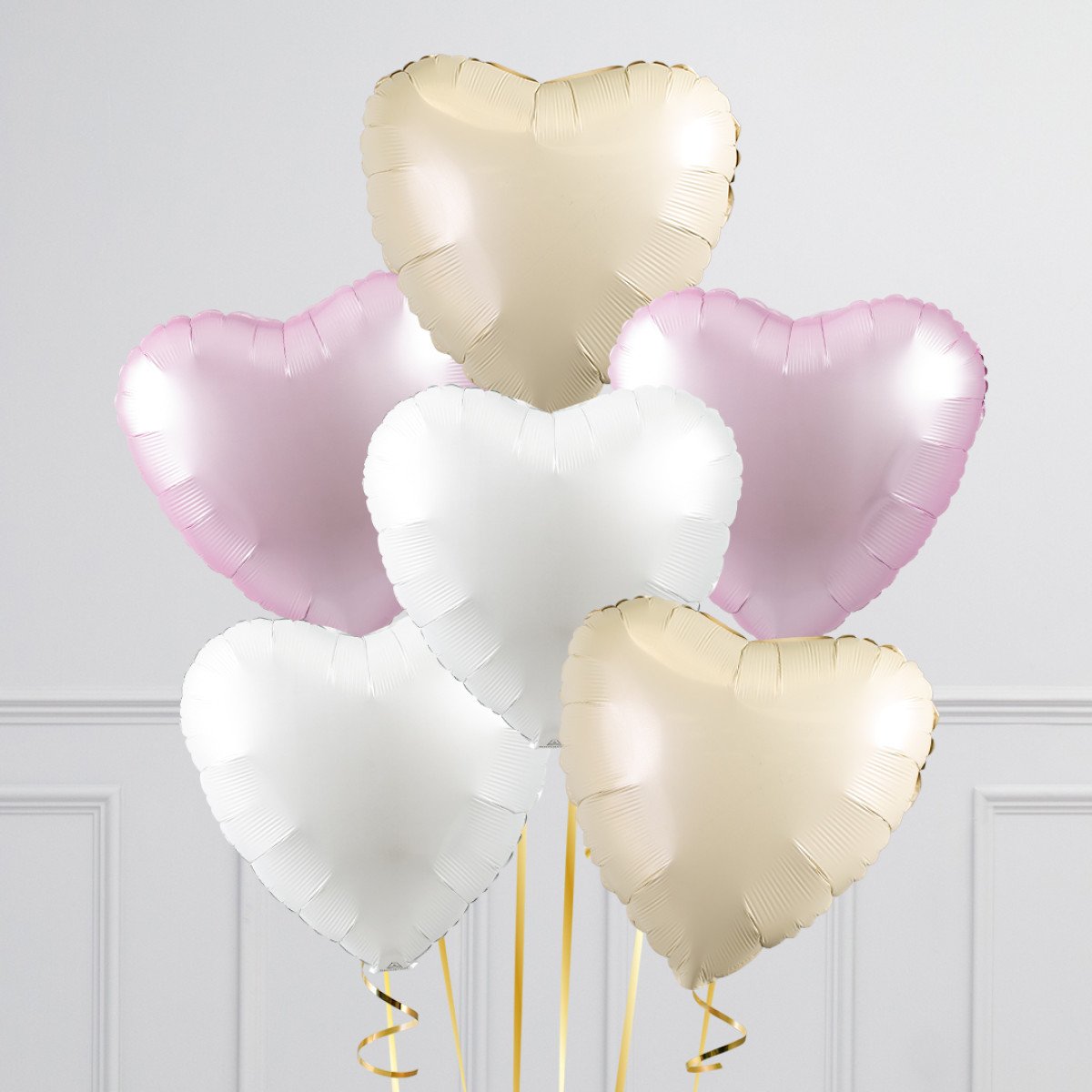 Pink Pastel Daisy Hearts Inflated Foil Balloon Bunch - Image 2