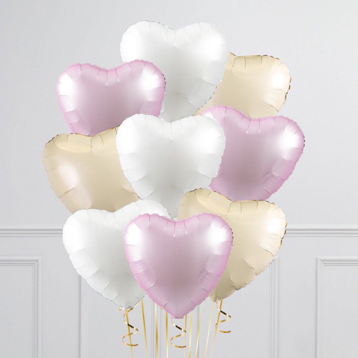 Pink Pastel Daisy Hearts Inflated Foil Balloon Bunch - Image 3