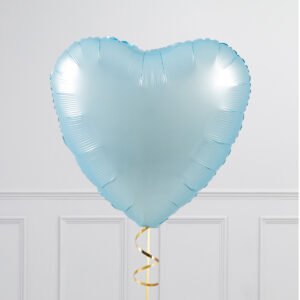 Baby Blue Hearts Inflated Foil Balloon Bunch