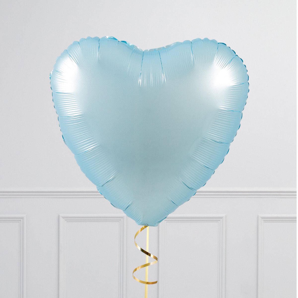 Baby Blue Hearts Inflated Foil Balloon Bunch
