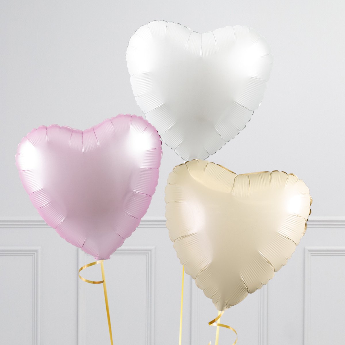 Pink Pastel Daisy Hearts Inflated Foil Balloon Bunch