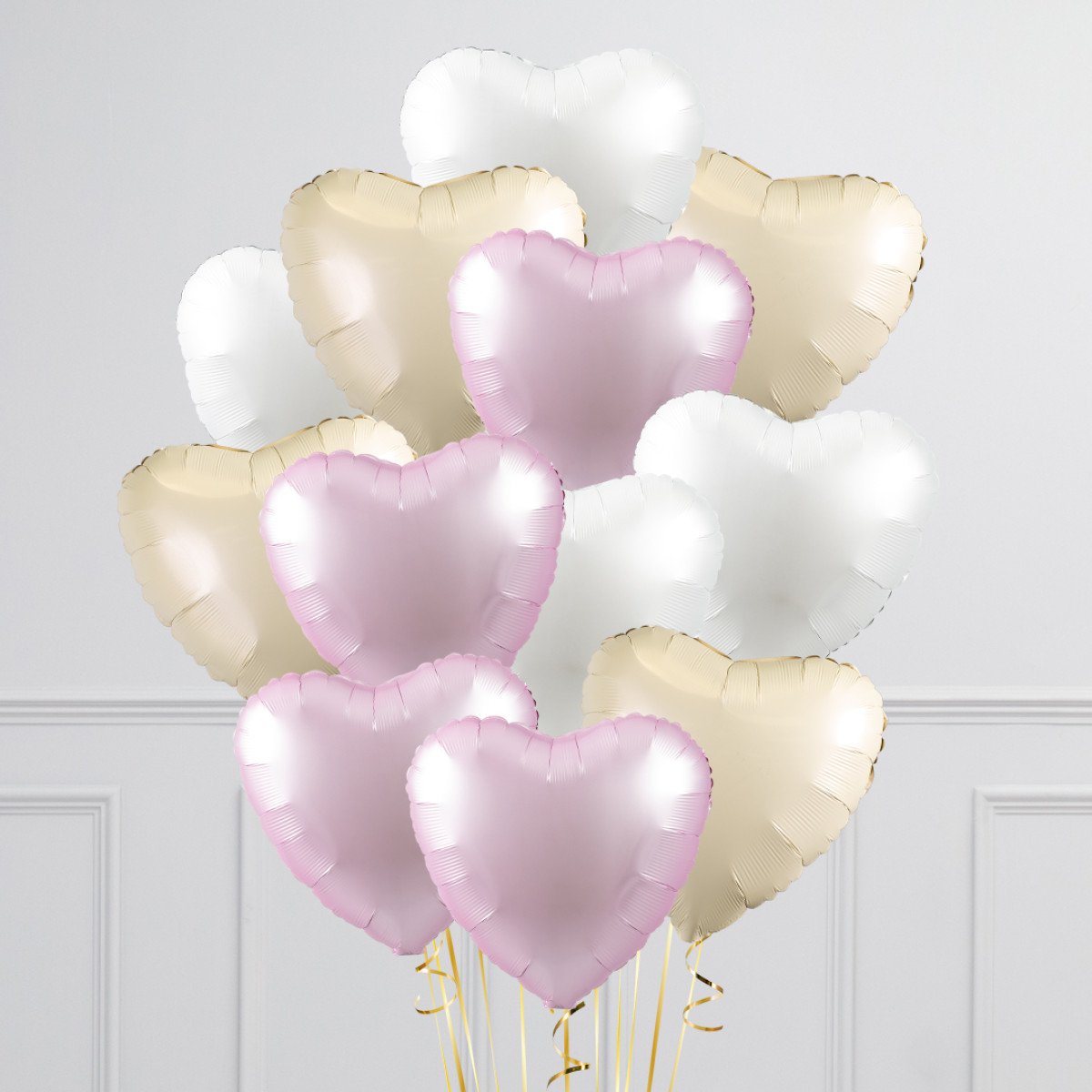 Pink Pastel Daisy Hearts Inflated Foil Balloon Bunch - Image 4